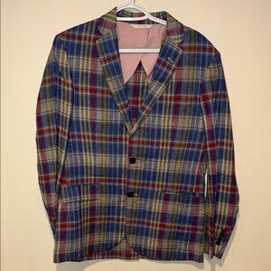Men's Brooks Brothers Plaid Blazer - Blue, Red, and Tan